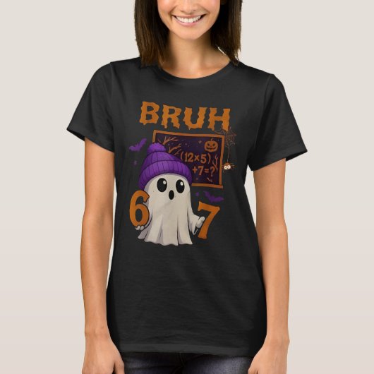 67 Teacher Halloween Ghost Six Seven Meme Math Equ T-shirt (Voorkant)