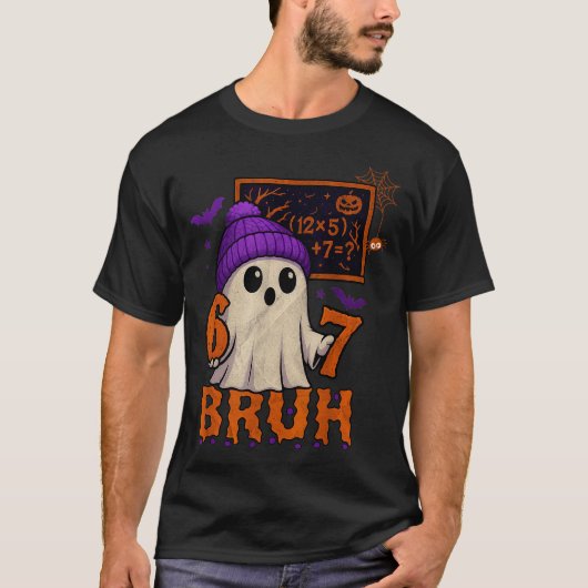 67 Teacher Halloween Ghost Six Seven Meme Math Equ T-shirt (Voorkant)