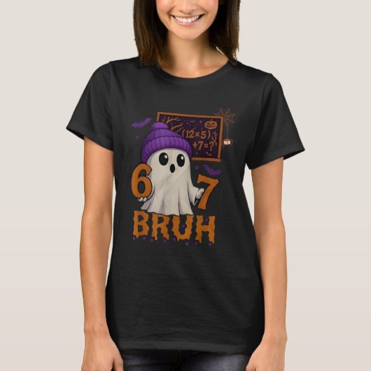 67 Teacher Halloween Ghost Six Seven Meme Math Equ T-shirt (Voorkant)
