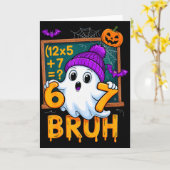 67 Teacher Halloween Ghost Six Seven Meme Math Hum Kaart (Gele Bloem)