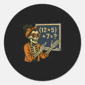 67 Teacher Halloween Skeleton Six Seven Meme Brain Ronde Sticker (Voorkant)