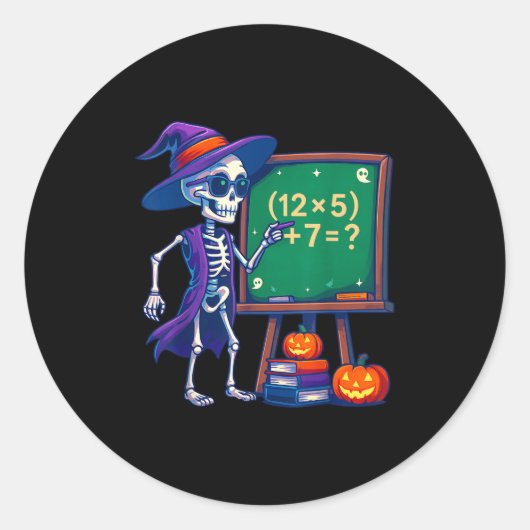 67 Teacher Halloween Skeleton Six Seven Meme Math  Ronde Sticker (Voorkant)