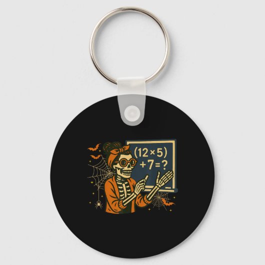 67 Teacher Halloween Skeleton Six Seven Meme Math  Sleutelhanger (Voorkant)