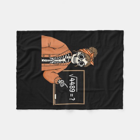 67 Teacher Skeleton Halloween Square Root 4489 Mes Fleece Deken (Voorkant (Horizontaal))