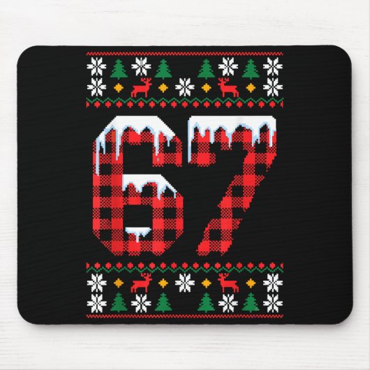 67 Ugly Christmas Flannel Brainrot Design  Muismat (Voorkant)
