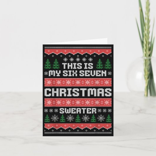 67 Ugly Christmas Sweater Six Seven Meme Xmas Whit Kaart (Voorkant)