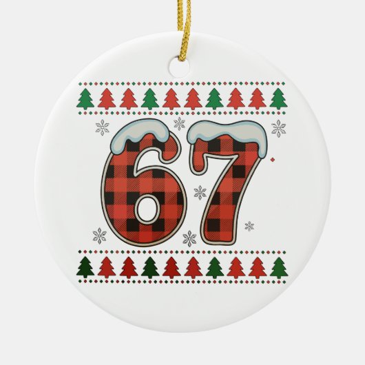 67 Ugly Christmas Xmas Red Buffalo Plaid Holiday Keramisch Ornament (Voorkant)