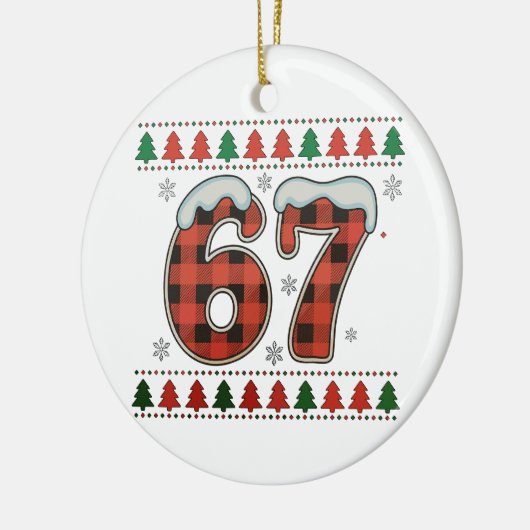 67 Ugly Christmas Xmas Red Buffalo Plaid Holiday Keramisch Ornament (Links)