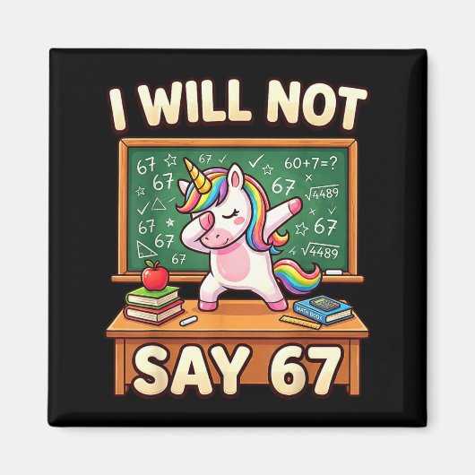67 Unicorn For Girls Six Seven Meme Brainrot Funny Magneet (Voorkant)