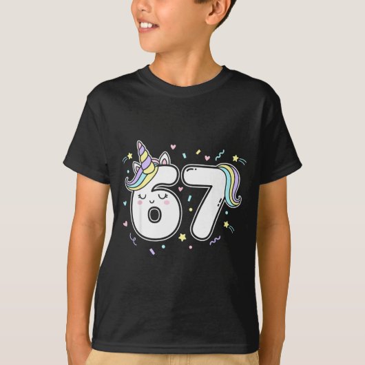 67 Unicorn Six Seven 6-7 Meme T-shirt (Voorkant)