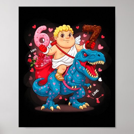 67 Valentijnsdag T-rex Meme Grappig Cud Zes Zeven Poster (Voorkant)