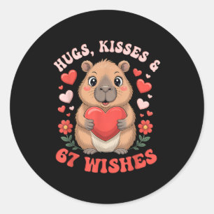 67 Valentijnskaart Capybara Wensen Cute Meme Harte Ronde Sticker