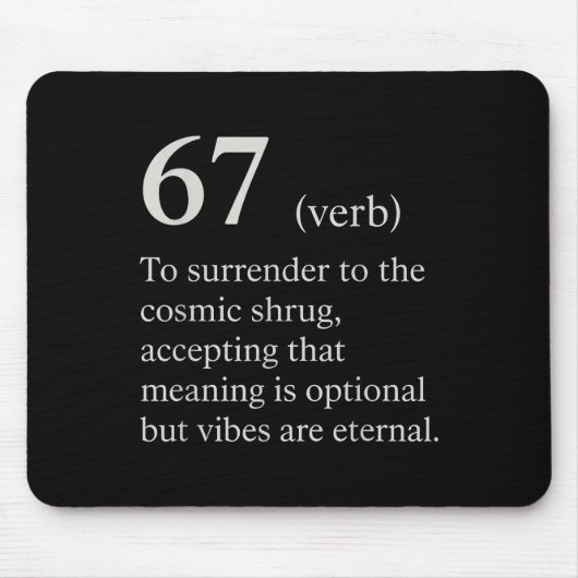67 Verb Definition Meme Funny Internet Joke Trendi Muismat (Voorkant)