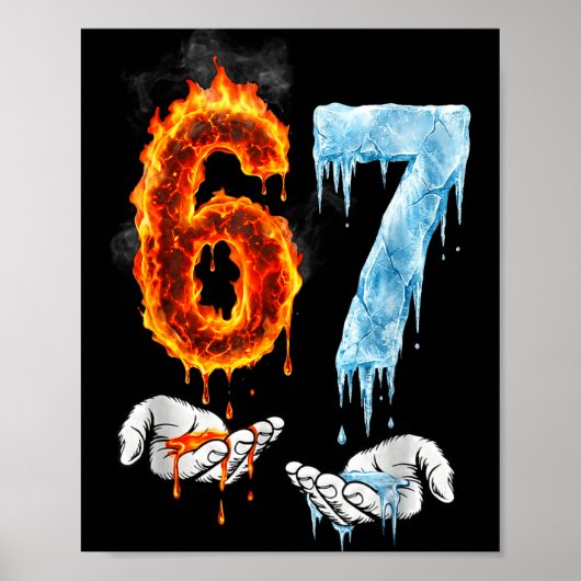 67 Vlam Ijs 6-7 Nummer Zes Zeven Meme 6 7 Kinderen Poster (Voorkant)