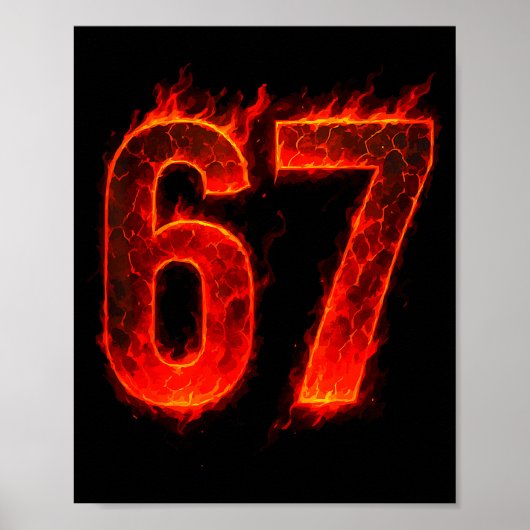67 Vlam Nummer Zes Zeven Meme 67 Kind Poster (Voorkant)