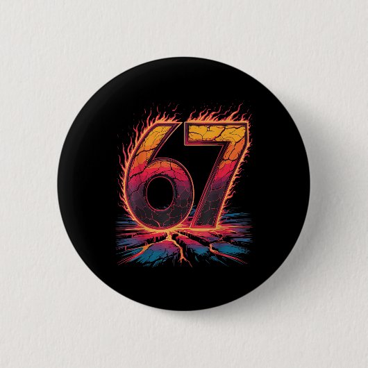 67 Vlam Nummer Zes Zeven Meme 67 Kind Ronde Button 5,7 Cm (Voorkant)