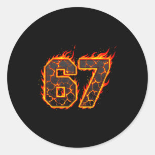 67 Vlammen Meme Zes Zeven Vuur Grappig Gen Alpha S Ronde Sticker