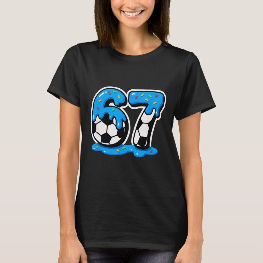 67 Voetbal Ijs Drip Brain Rot Meme T-shirt (Voorkant)