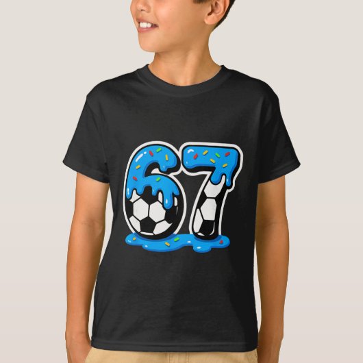 67 Voetbal Ijs Drip Brain Rot Meme T-shirt (Voorkant)