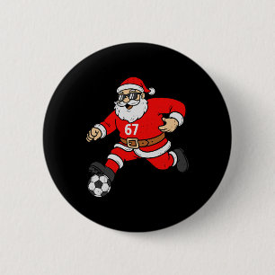 67 Voetbal Kerstman Zes Zeven Meme Kerst Sport Man Ronde Button 5,7 Cm
