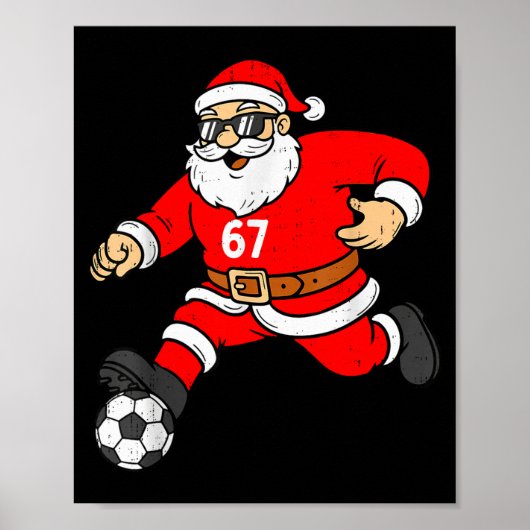 67 Voetbal Kerstman Zes Zeven Meme Kerst Srt Manne Poster (Voorkant)