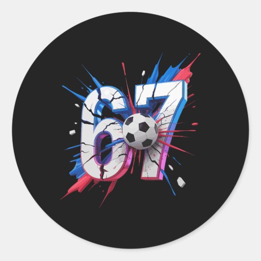 67 Voetbal Smash Nummer Zeventig Zevende Verjaarda Ronde Sticker (Voorkant)