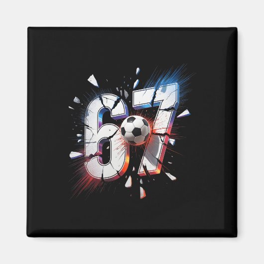 67 Voetbal Zes Zeven 6 7 Meme 67 Magneet (Voorkant)