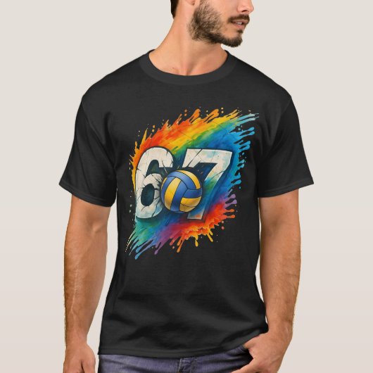 67 Volleybal Zes Zeven 6 7 Meme T-shirt (Voorkant)