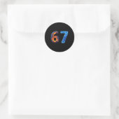 67 Vuur Ijs Nummer Grappig Zes Zeven Meme 6 7  Ronde Sticker (Tas)