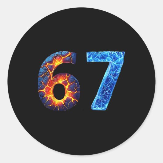 67 Vuur Ijs Nummer Grappig Zes Zeven Meme 6 7  Ronde Sticker (Voorkant)