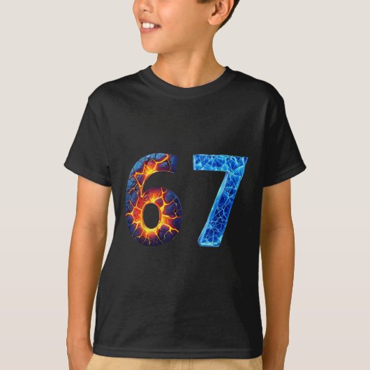 67 Vuur Ijs Nummer Grappig Zes Zeven Meme 6 7 T-shirt (Voorkant)