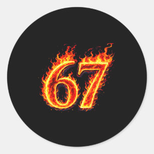 67 vuur zes zeven meme vlammen slang nummer grappi ronde sticker