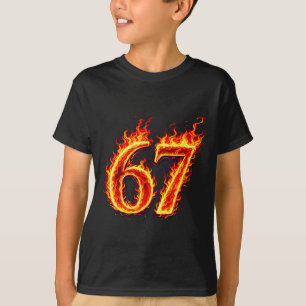 67 vuur zes zeven meme vlammen slang nummer grappi t-shirt