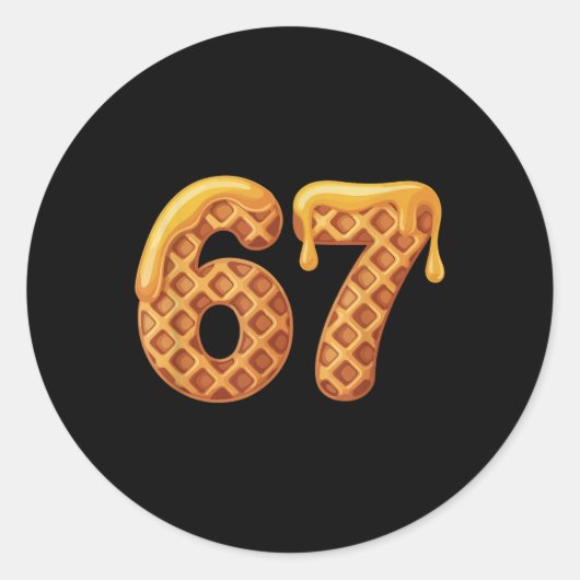 67 Wafels Meme Grappig Six Seven Jargon Ronde Sticker (Voorkant)