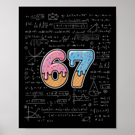 67 Wiskundeleraar Wiskunde 67e Nummer Ijs Poster (Voorkant)