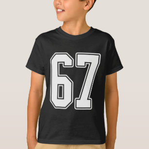 #67 Witte Omtrek Nummer 67 Sportfan Jersey Stijl T-shirt