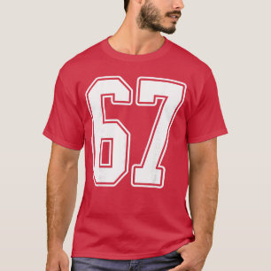 67 Witte Omtrek Nummer 67 Sportfan Jersey Stijl T-shirt