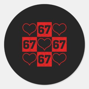 67 Xoxo Schattig Hart Valentijnsdag 6 7 Zes Zeven Ronde Sticker