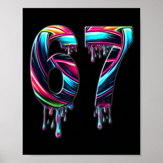 67 Zes Zeven 6 7 Meme Ontwerp Grappig 6 7  Poster (Voorkant)
