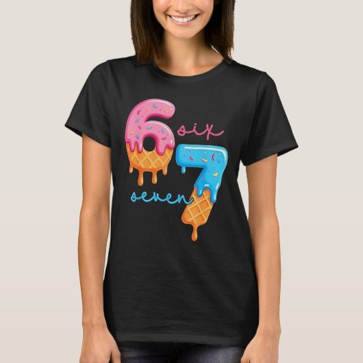 67 Zes Zeven 6 7 Meme Ontwerp Grappige Gen Alpha T-shirt (Voorkant)