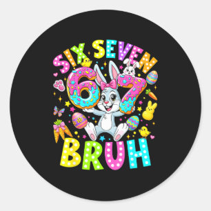 67 zes zeven bruh meme schattige konijn paashaas p ronde sticker