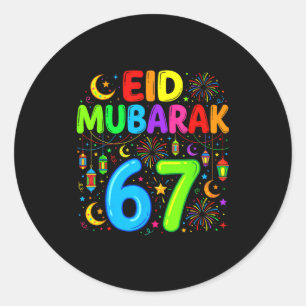 67 zes zeven gelukkige eid mubarak kinderen eid al ronde sticker