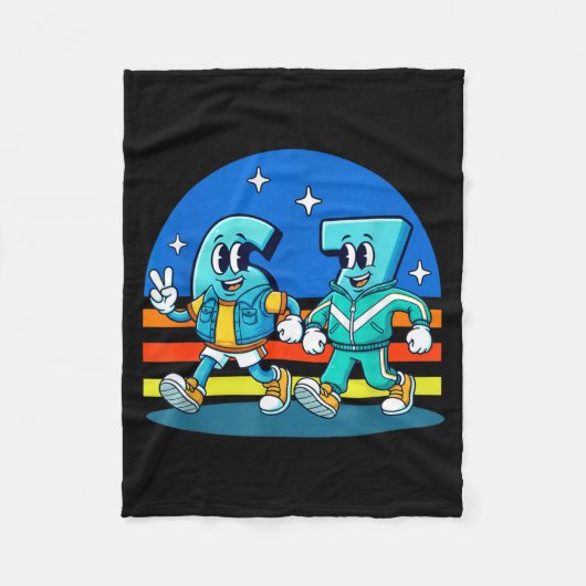 67 Zes Zeven Leuke Meme Grappig Ontwerp Kinderen S Fleece Deken (Voorkant)