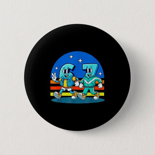 67 Zes Zeven Leuke Meme Grappig Ontwerp Kinderen S Ronde Button 5,7 Cm (Voorkant)