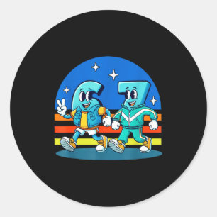 67 Zes Zeven Leuke Meme Grappig Ontwerp Kinderen S Ronde Sticker