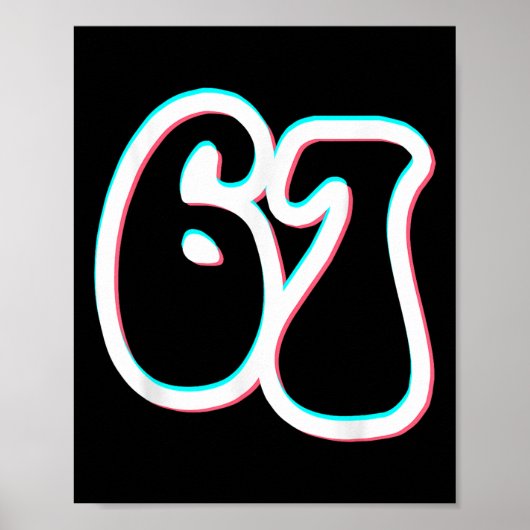 67 Zes Zeven Trendy 6 7endy Retro Groovy 67 Meme  Poster (Voorkant)