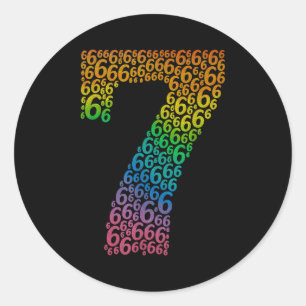 67 Zesenzestig Zeven Halloween Kostuum Regenboog G Ronde Sticker
