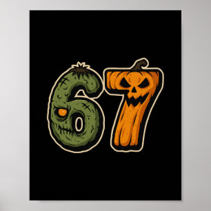 67 Zombie Pompoen Six Seven Halloween Meme Poster