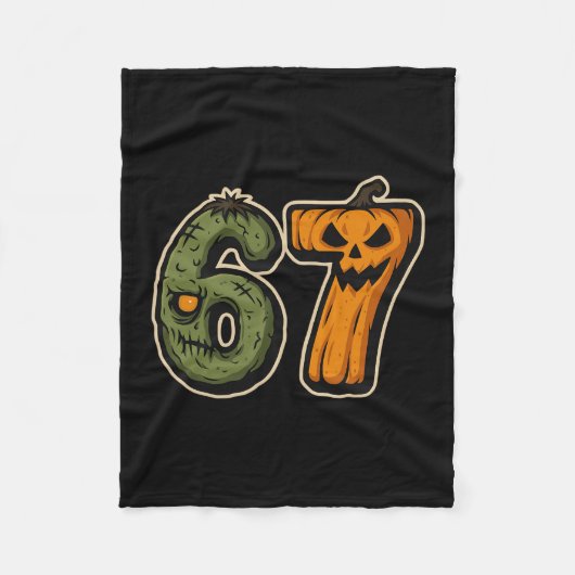 67 Zombie Pompoen Zes Zeven Halloween Meme  Fleece Deken (Voorkant)