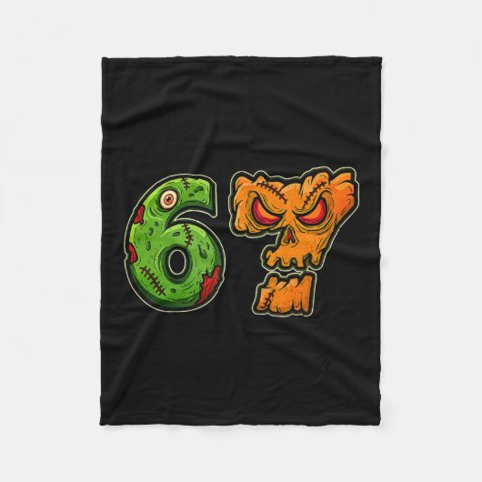 67 Zombie Pompoen Zes Zeven Halloween Meme Kostuum Fleece Deken (Voorkant)